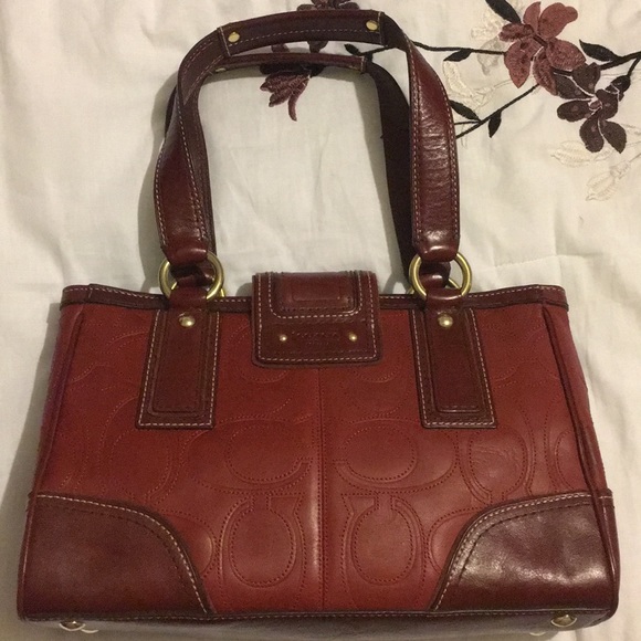 💝 Coach Hamilton Logo Signature Red/Wine Carryall - Picture 4 of 8